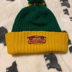 Vintage rare Matchbox Green and Yellow Knit Beanie